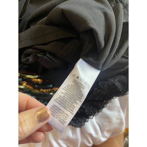 DRESS THE POPULATION Nathalia Long Sleeve Mini Sequin Swirl Retro Dress S NWT - Picture 8 of 9